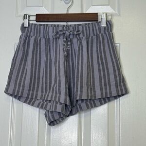 Gray and Purple High Waist Elastic Shorts Relaxed Fit